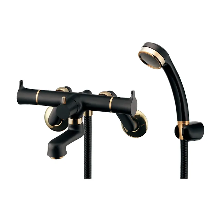 カクダイ 2ハンドルシャワー混合栓(一時止水)マットブラック 139-020K-D【別送品】