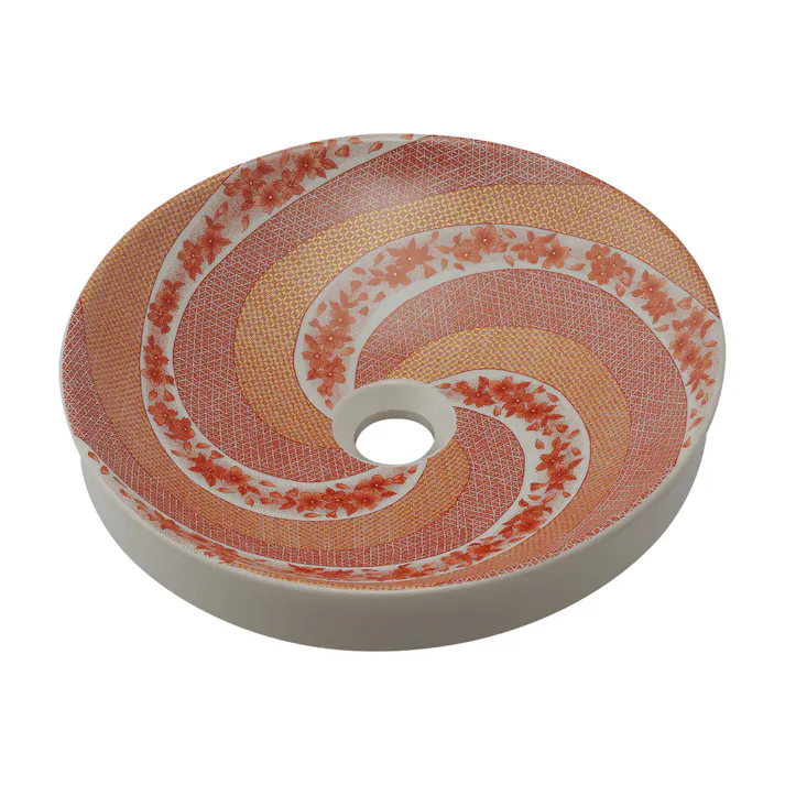 カクダイ 丸型手洗器飯田桜渦図 493-224-R【別送品】