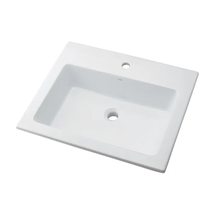 カクダイ 角型洗面器1ホール 493-008【別送品】