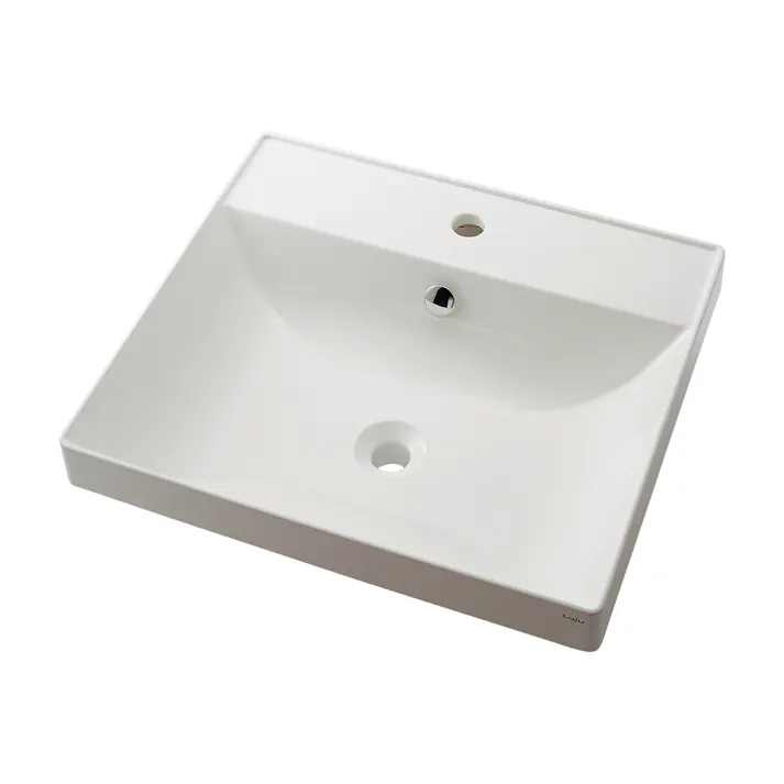 カクダイ 角型洗面器1ホール 493-182【別送品】
