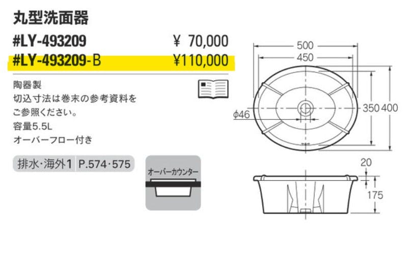 カクダイ 丸型洗面器 #LY-493209-B【別送品】 | リフォーム用品