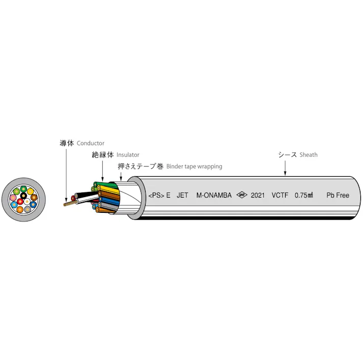 オーナンバ VCTF 10芯×2SQ 灰 20M SD000234【別送品】