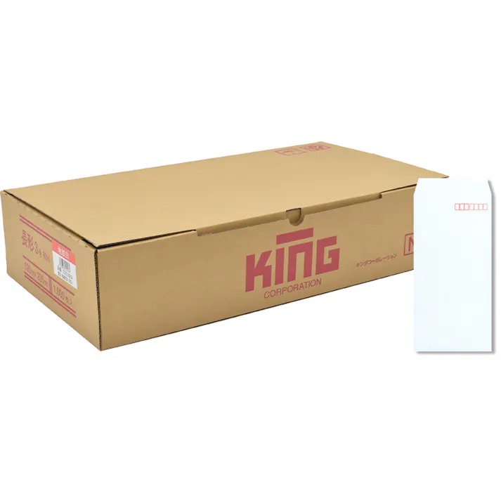 長3 白特A地紋入 80 センター貼 封筒 長封筒 キングコーポレーション 書類 定型 郵送用 120×235 A4判ヨコ三つ折り用 1000枚入り 020329 4536858001969 【別送品】