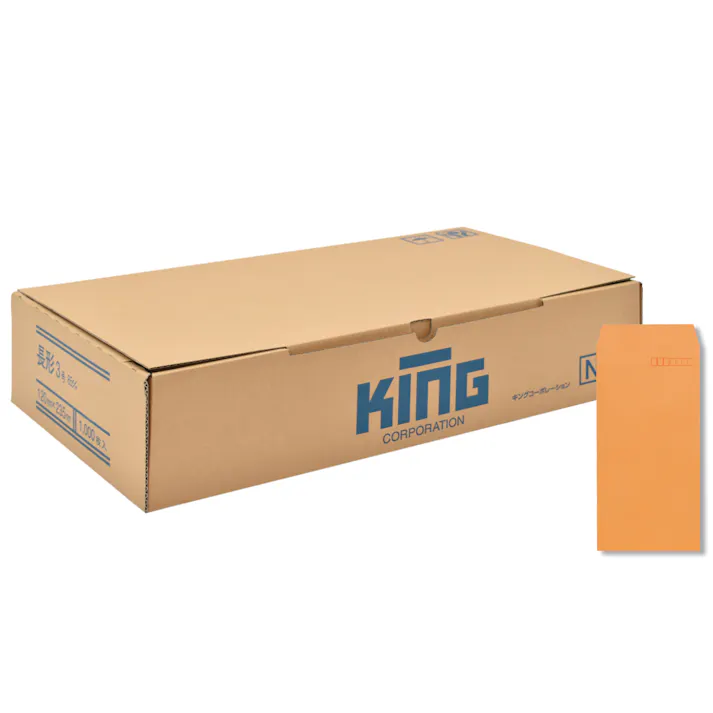 長3 オレンジ 85 スミ貼 封筒 長封筒 キングコーポレーション 書類 定型 郵送用 120×235 A4判ヨコ三つ折り用 1000枚入り 080110 4536858002164 【別送品】