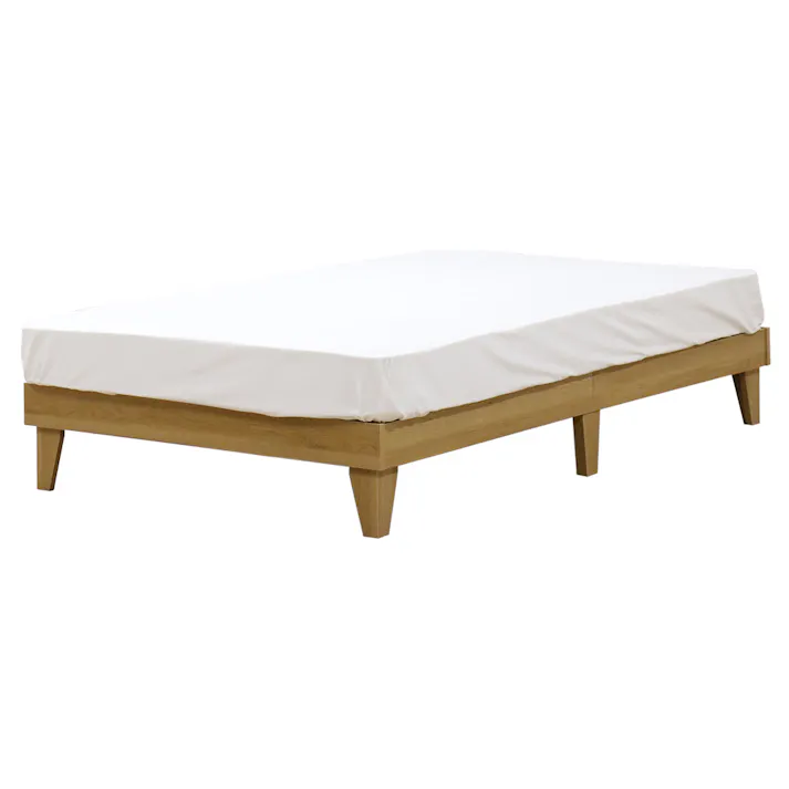 友澤木工 木製プレインベッド ヘッドレスタイプ ナチュラル ダブル 圧縮ロールポケットコイルマットレス付 日本製フレーム スタイリッシュ シンプル ベッド 組立簡単 マット付き 北欧風 ベット 4580238977726 E379-85-D(172BDG) 【別送品】