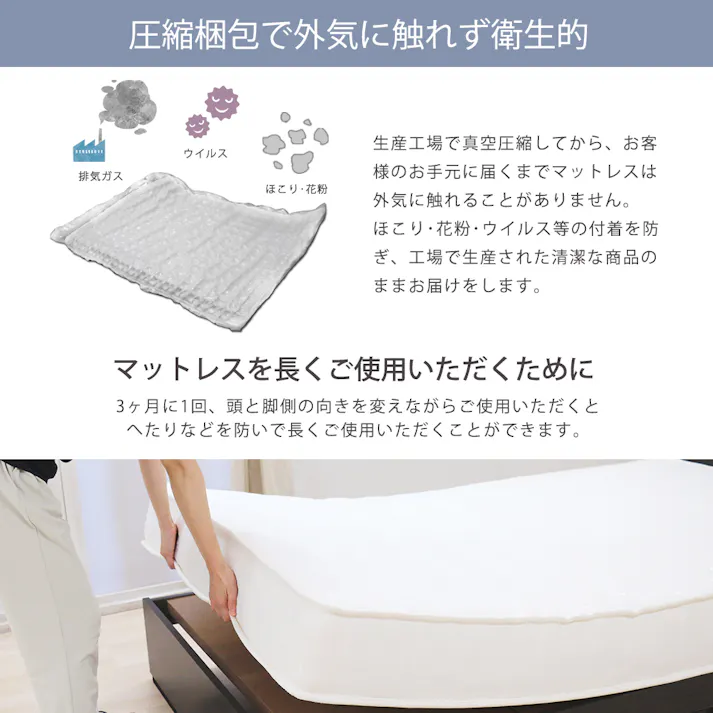 友澤木工 木製プレインベッド ヘッドレスタイプ クラシックホワイト セミダブル 圧縮ロールポケットコイルマットレス付 日本製フレーム スタイリッシュ シンプル ベッド 組立簡単 マット付き 北欧風 ベット 4582641950112 E379-86-SD(172BDG) 【別送品】