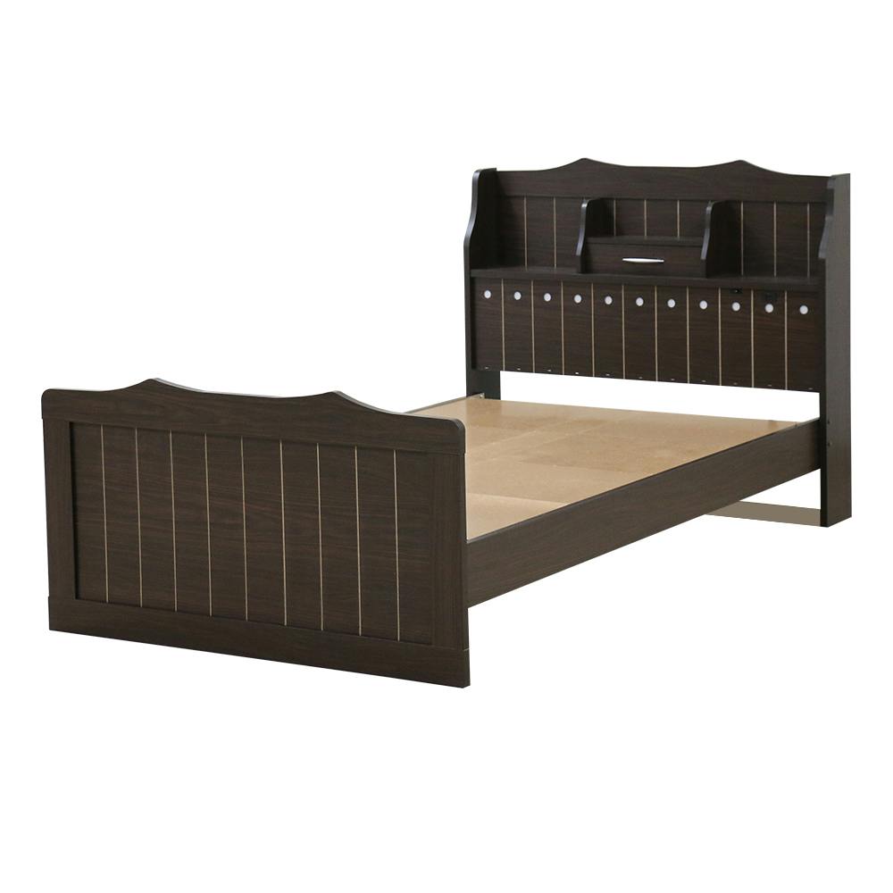 収納付きダークブラウンベッド 未来商会 キングベッド 収納付きベッド シンプル ベッド ベッド
