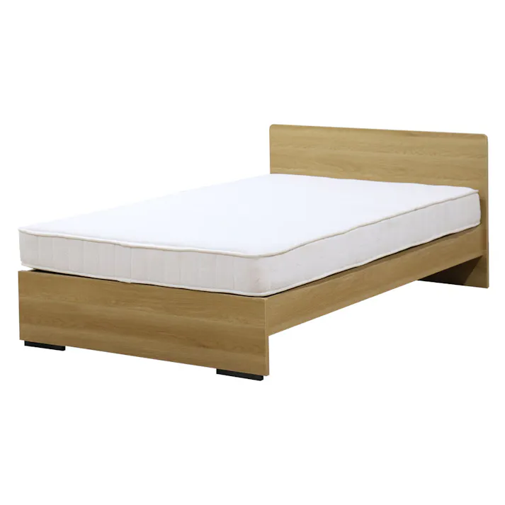 友澤木工 木製ボルトレスベッド パネルタイプ ナチュラル ダブル 圧縮ロール両面ポケットコイルマットレス付 工具不要 簡単組立 ベッド ボルトレス 寮 ネジなし ベット 374-85-D(172BDH) 【別送品】