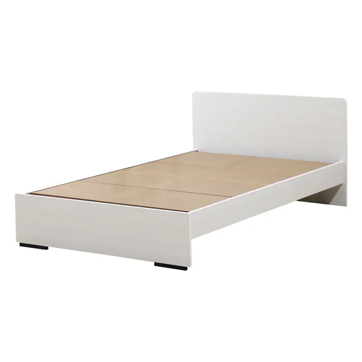 友澤木工 木製ボルトレスベッド パネルタイプ クラシックホワイト ダブル 日本製ボンネルコイルマットレス付 工具不要 簡単組立 ベッド ボルトレス 寮 ネジなし ベット 374-86-D(10816B) 【別送品】