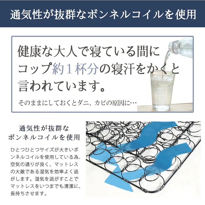 友澤木工 木製ボルトレスベッド パネルタイプ ウォルナット セミダブル 日本製ボンネルコイルマットレス付 工具不要 簡単組立 ベッド ボルトレス 寮 ネジなし ベット 374-87-SD(10816B) 【別送品】