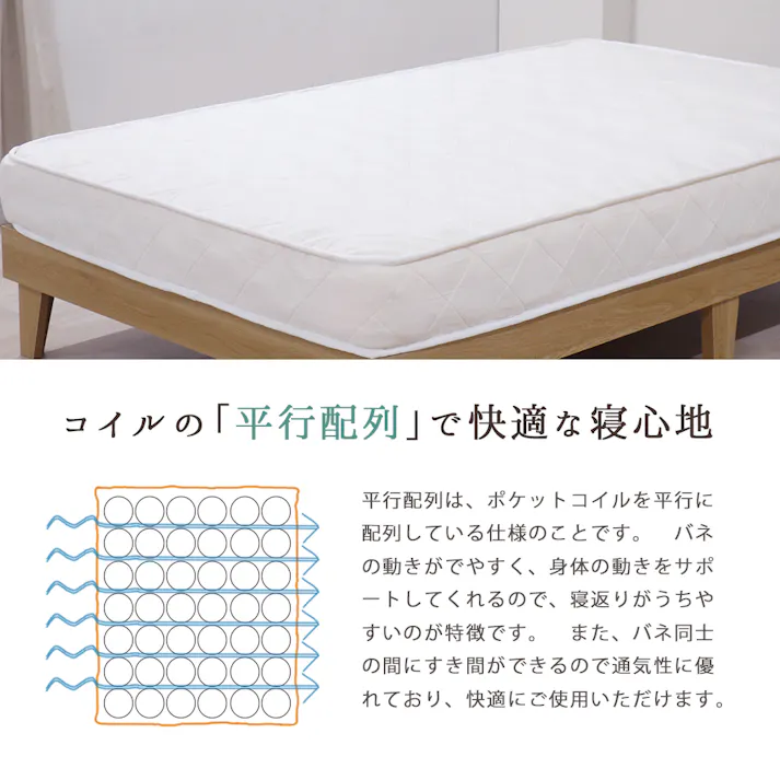 友澤木工 棚コンセント引出付 カントリー調 木製ベッド ナチュラル セミダブル 圧縮ロール片面ポケットコイルマットレス付 かわいい 収納 ベッド 子供部屋 通気性抜群 カントリースタイル ベット A322-72-SD(172BDG) 【別送品】