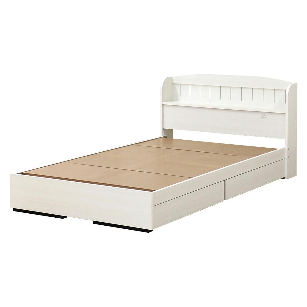 友澤木工 棚コンセント引出付 カントリー調 木製ベッド クラシック