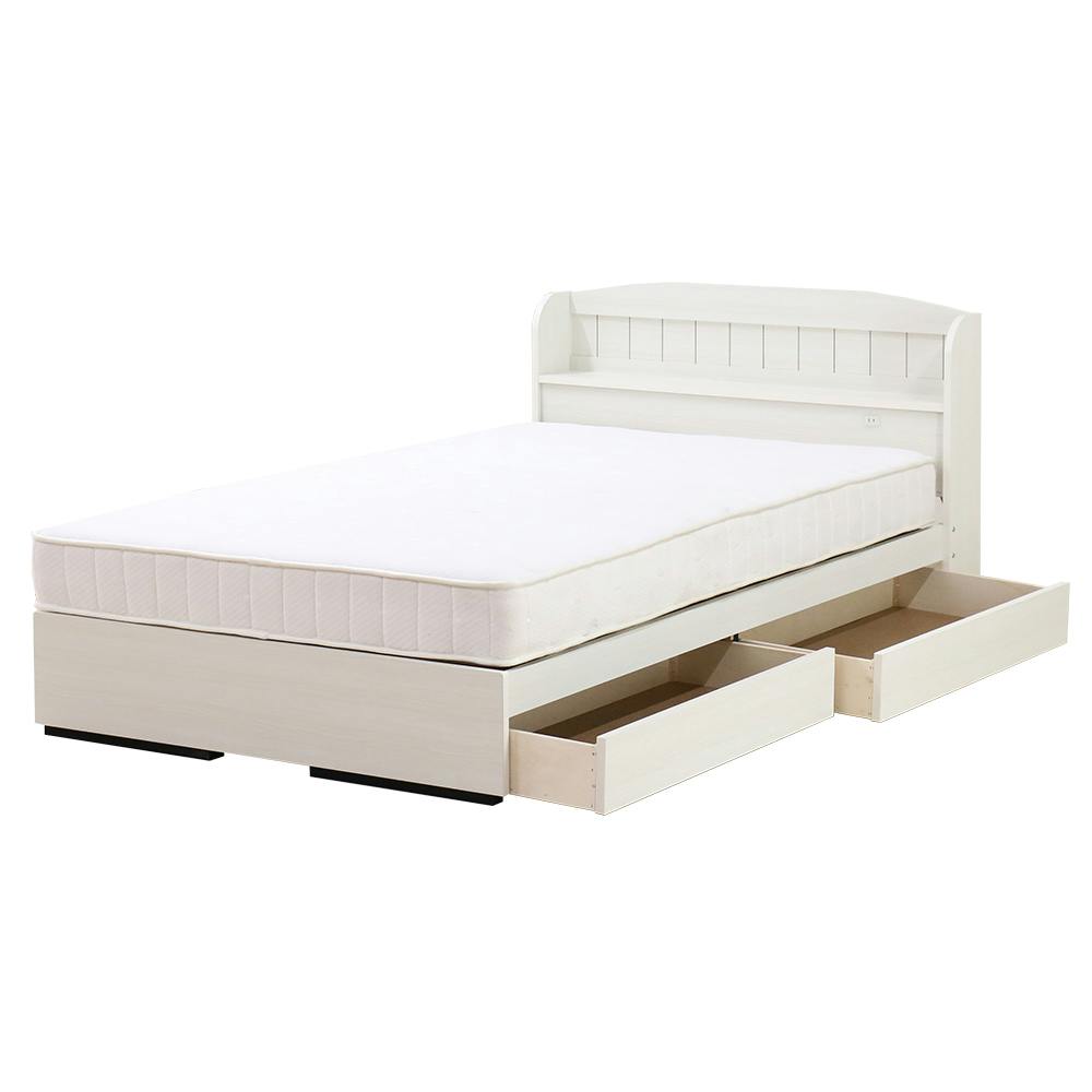 友澤木工 棚コンセント引出付 カントリー調 木製ベッド クラシック