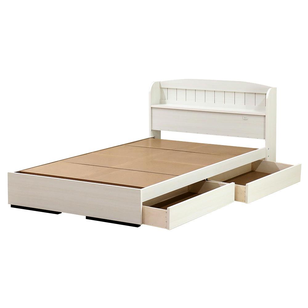 友澤木工 棚コンセント引出付 カントリー調 木製ベッド クラシック