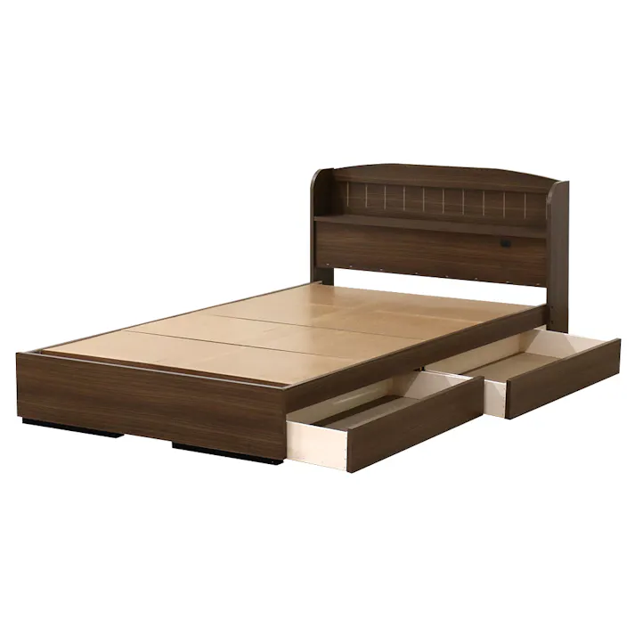 友澤木工 棚コンセント引出付 カントリー調 木製ベッド ウォルナット シングル フレームのみ かわいい 収納付き ベッド 子供部屋 通気性抜群 カントリースタイル ベット A322-87-SW 【別送品】