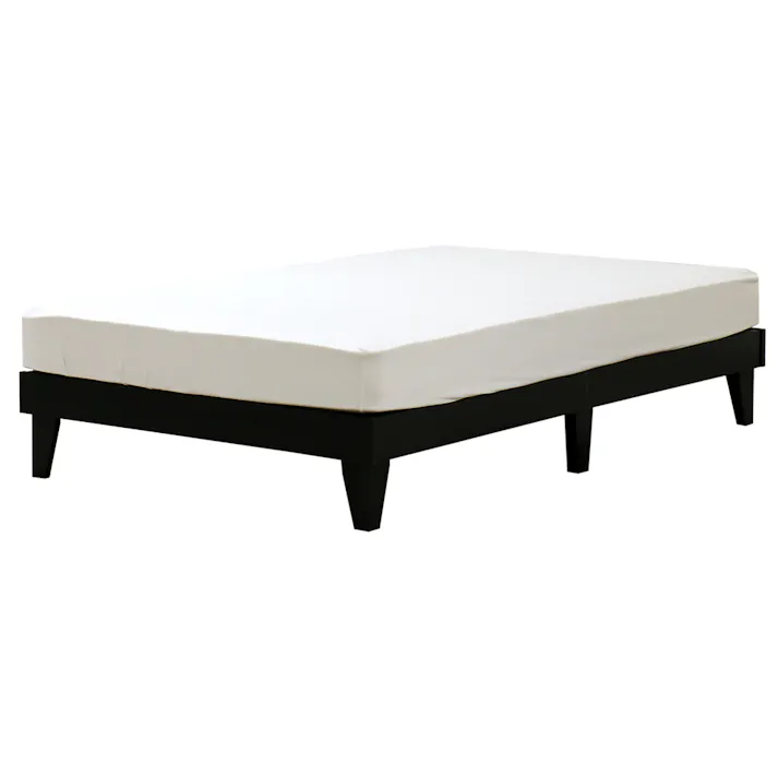 友澤木工 木製プレインベッド ヘッドレスタイプ ブラック セミダブル ボンネルコイルマットレス スタイリッシュ シンプル ベッド 組立簡単 マット付き 北欧風 ベット E379-25-SD(108165) 【別送品】