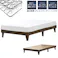 友澤木工 木製プレインベッド ヘッドレスタイプ ダークブラウン セミダブル 日本製ボンネルコイルマットレス付 スタイリッシュ シンプル ベッド 組立簡単 国産 北欧風 ベット E379-87-SD(10816B) 【別送品】