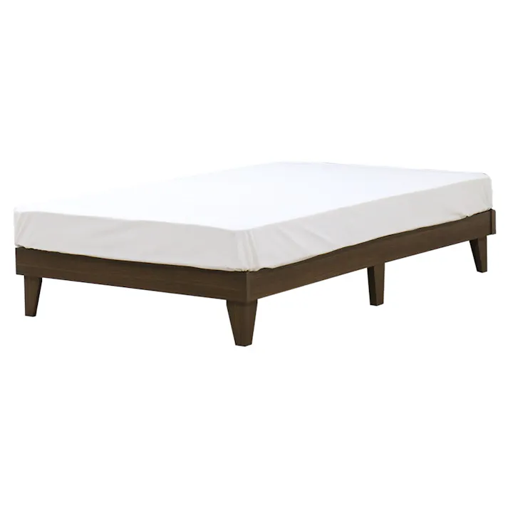 友澤木工 木製プレインベッド ヘッドレスタイプ ダークブラウン セミダブル 日本製ボンネルコイルマットレス付 スタイリッシュ シンプル ベッド 組立簡単 国産 北欧風 ベット E379-87-SD(10816B) 【別送品】