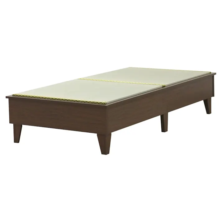 友澤木工 天然い草使用 国内生産デザイン畳ベッド ダークブラウン セミダブル い草畳付 和室にも洋室にも合う 布団が使える ベッド い草 国産 和洋兼用 和モダン E393-87-SD 【別送品】