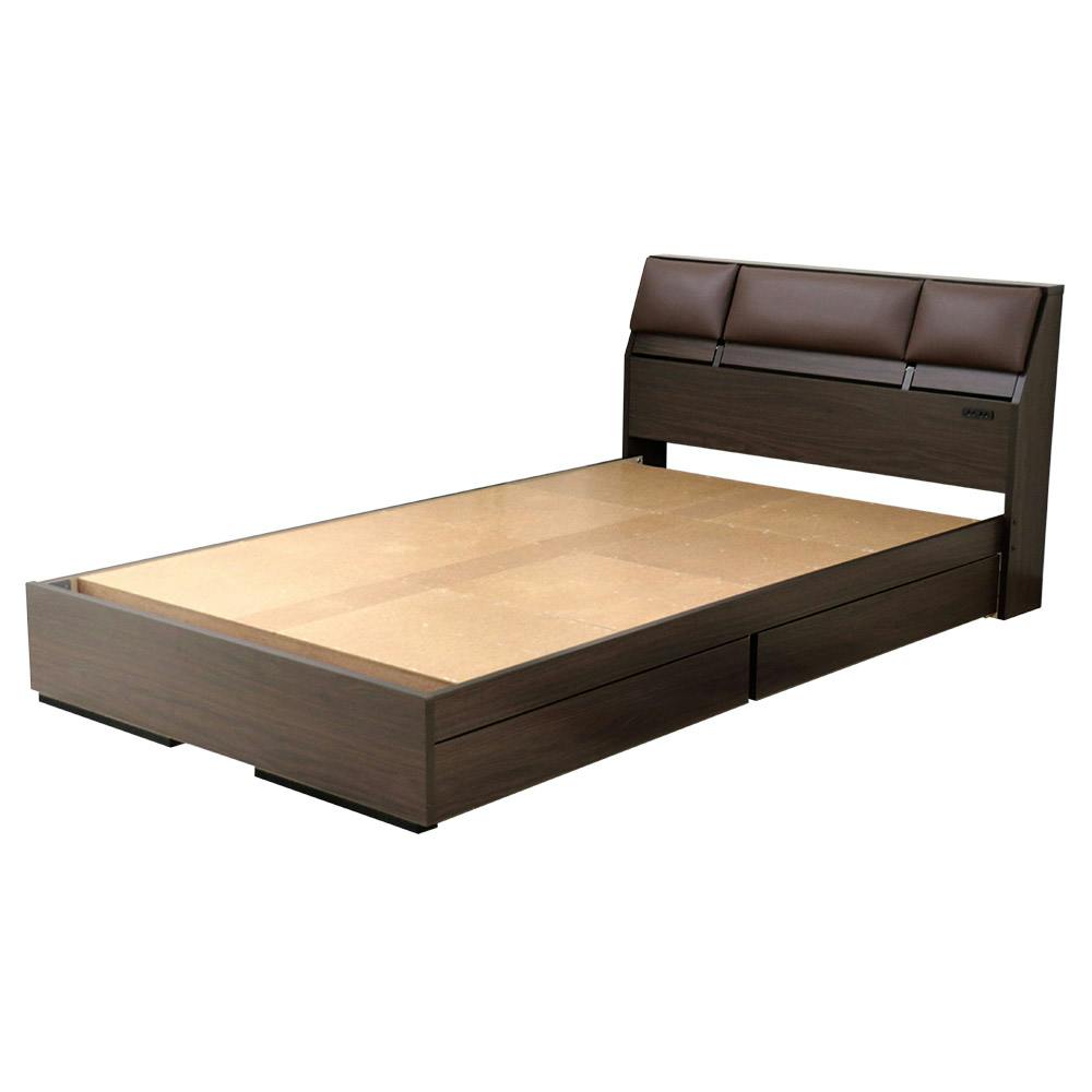 iBION E-352 フェイシャルベッド ダークブラウン 友澤木工 クッションシート付フラップテーブル 引出付ベッド