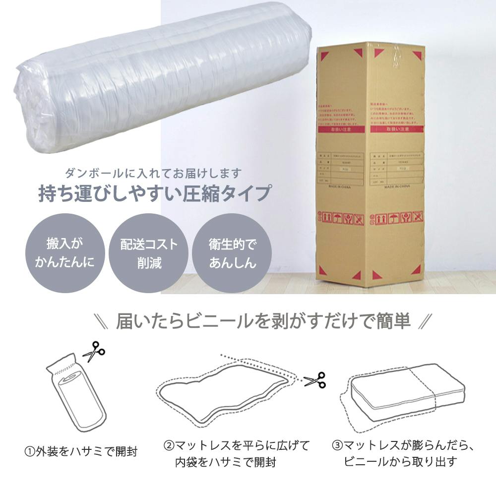 圧縮ロール片面ポケットコイルマットレス ダブル マットレス単体