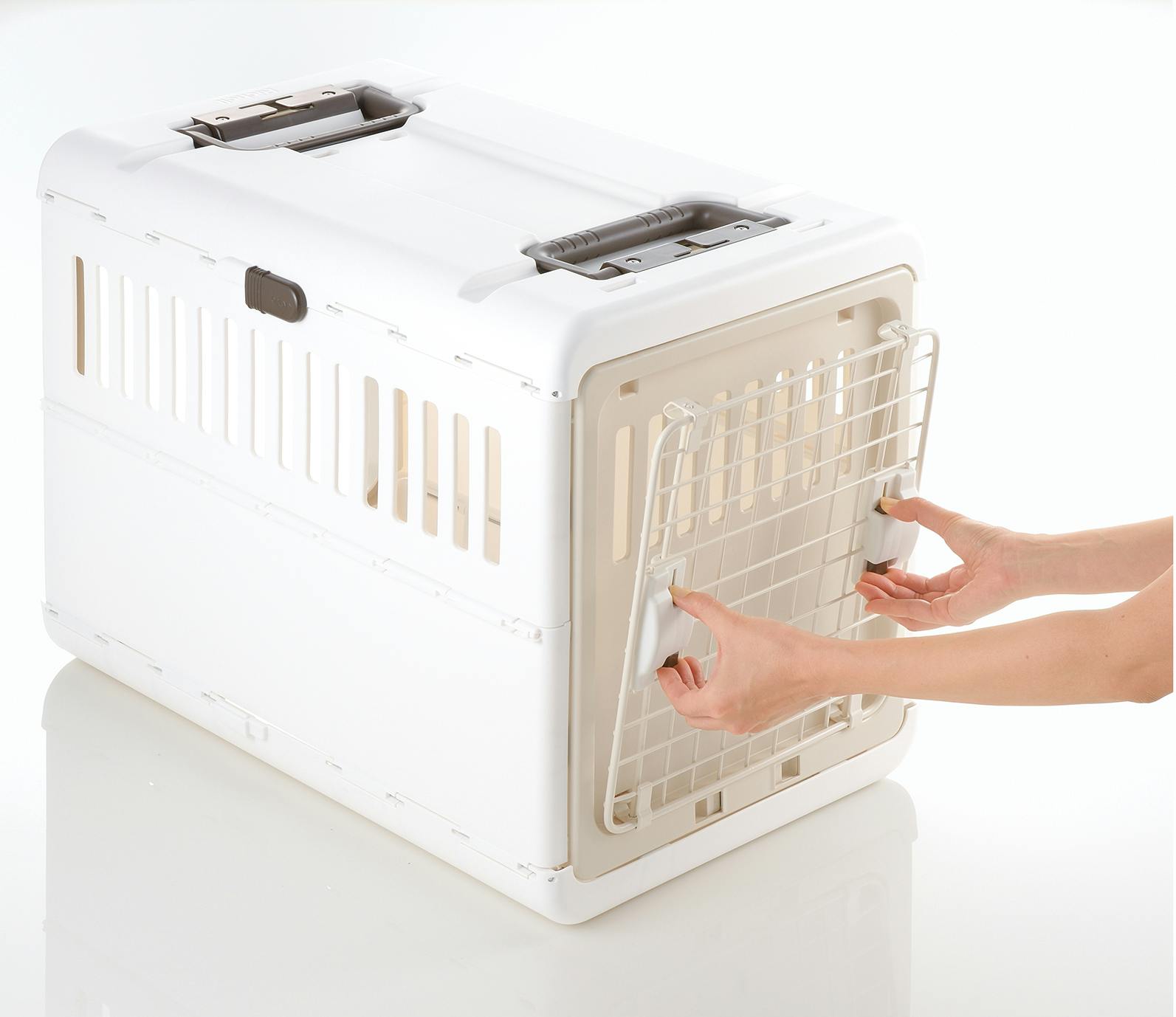 リッチェル キャンピングキャリー 折りたたみL アイボリー