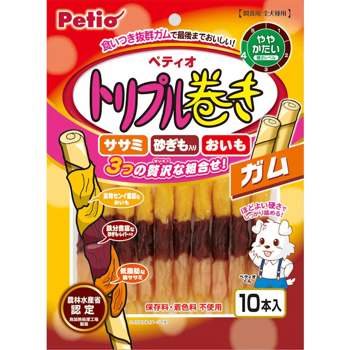ペティオ トリプル巻き ガム10本 4903588135446【別送品】