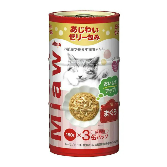 MiawMiaw 3P まぐろ160g×3P ウェットフード 缶詰 ゼリー仕立て 3001133001【別送品】