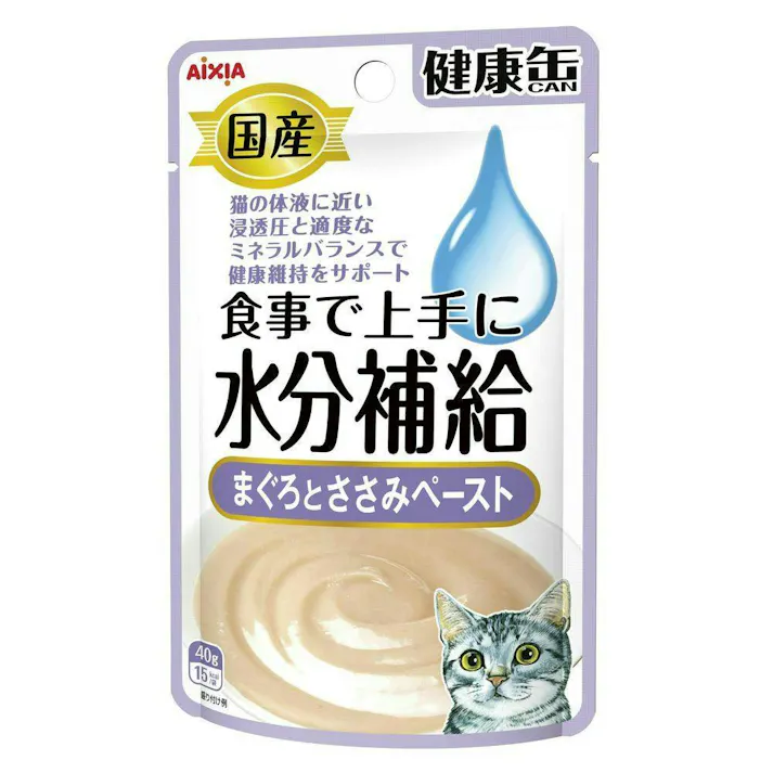 健康缶 国産 パウチ 水分補給 まぐろとささみペースト40g パウチ 水分補給 ペーストタイプ 3001122001【別送品】