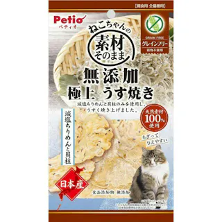 素材そのまま ねこちゃんの 無添加極上うす焼き 減塩ちりめんと貝柱3g 猫玩具 つめみがき 両面使える 3418278001【別送品】