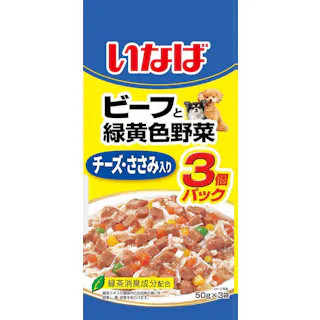いなば ビーフと緑黄色野菜 チーズ・ささみ入り50g×3袋 ささみ パウチ 小分けパック 3753771001【別送品】
