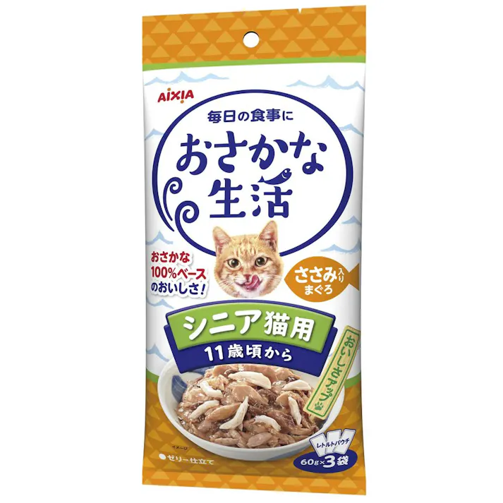 おさかな生活 アイシア シニア猫用 ささみ入りまぐろ 180g 3001190001【別送品】