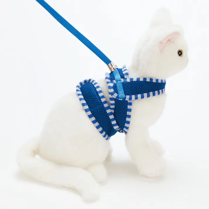 ペティオ Anycatハーネス ストライプ M ブルー 3416180001【別送品】