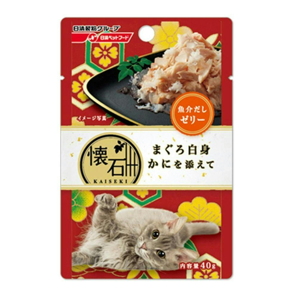 ペットライン懐石レトルト まぐろ白身 かにを添えて 魚介だしゼリー 40g(1ケース72個入り)1020732072 猫用ウェットフード(パウチ) ペットライン懐石レトルト まぐろ白身 かにを添えて 魚介だしゼリー 40g(1ケース72個入り)1020732072 猫用ウェットフード(パウチ)