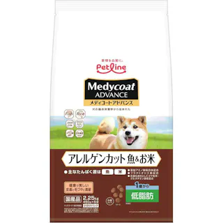 【ケース販売】ペットライン メディコートアドバンス アレルゲンカット 魚&お米 1歳から 低脂肪 450g×5袋(1ケース4個入り) 低脂肪 アレルゲン対応 ドライフード 1041100004【別送品】