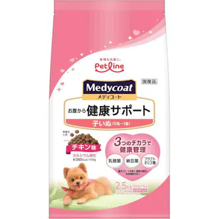 【ケース販売】ペットライン メディコート お腹から健康サポート 子いぬ(り乳~1歳) チキン味 500g×5袋(1ケース4個入り) 健康維持 子犬 ドライフード 1041118004【別送品】