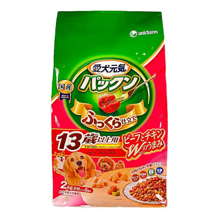 【ケース販売】ユニ・チャーム 愛犬元気 パックン ふっくら仕立て 13歳以上 2kg(1ケース4個入り)3480509004【別送品】