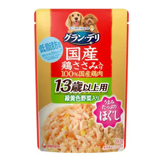 【ケース販売】ユニ・チャーム グラン・デリ パウチ 国産鶏ささみほぐし 13歳以上用 緑黄色野菜入り 80g(1ケース60個入り)3480534060【別送品】