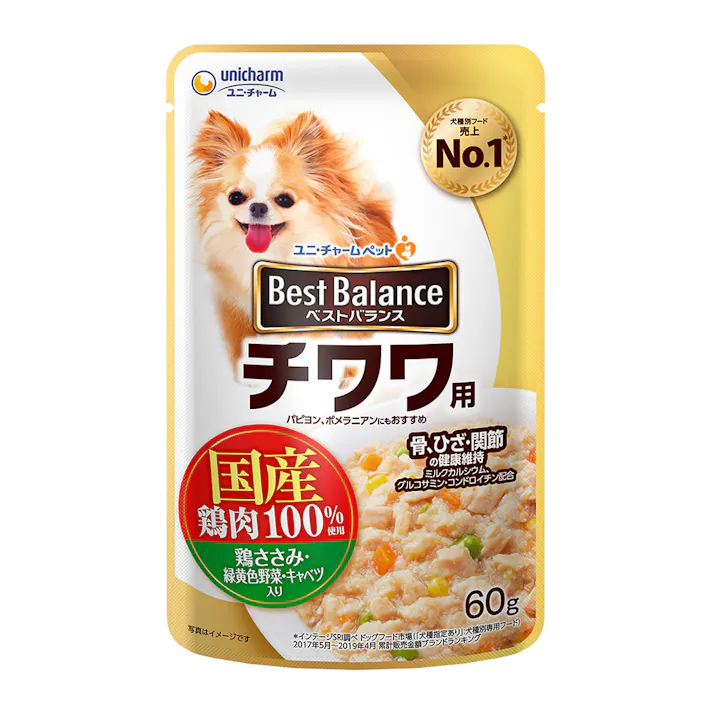 【ケース販売】ユニ・チャームベストバランス パウチ 国産鶏ささみ チワワ用 60g(1ケース72個入り)3481035072 【別送品】