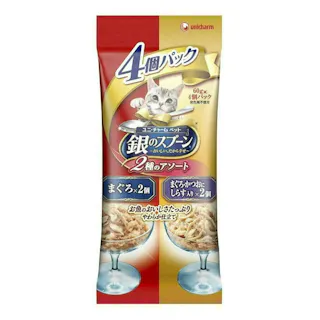 【ケース販売】ユニ・チャーム 銀のスプーン パウチ 2種のアソート まぐろ&しらす入り 60g×4個(1ケース30個入り) パウチ ウェットフード 個包装 3481451030【別送品】
