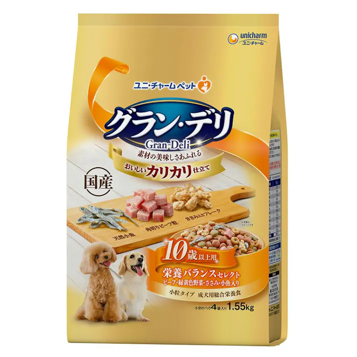 【ケース販売】ユニ・チャーム グラン・デリ カリカリ仕立て 10歳以上用 栄養バランスセレクト 1.55kg(1ケース4個入り) ドライフード 総合栄養食 小粒設計 3481759004【別送品】