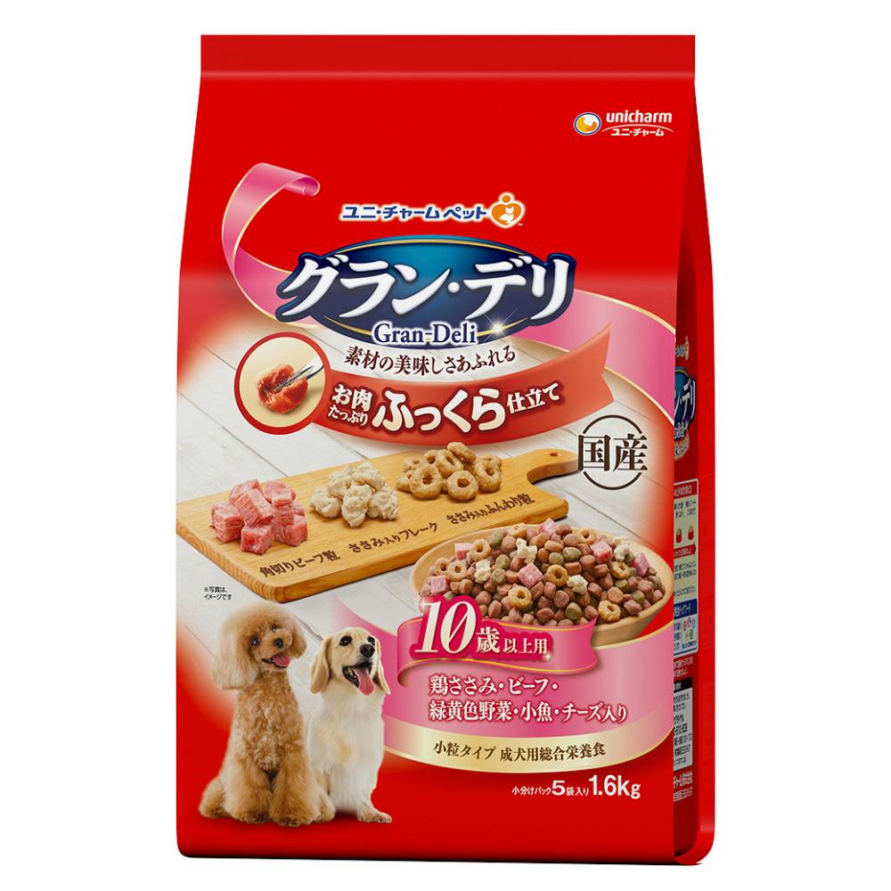 グラン・デリ ふっくら仕立て 10歳以上用 鶏ささみ・ビーフ・緑黄色野菜・小魚・チーズ入り 1.6kg(1ケース4個入り) 3481885004 犬用セミモイストフード グラン・デリ ふっくら仕立て 10歳以上用 鶏ささみ・ビーフ・緑黄色野菜・小魚・チーズ入り 1.6kg(1ケース4個入り) 3481885004 犬用セミモイストフード