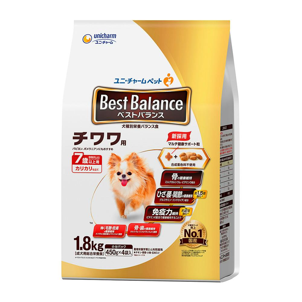 ユニ・チャームベストバランス チワワ用 7歳以上用 1.8kg(1ケース4個入り)3481921004 犬用ドライフード ユニ・チャームベストバランス チワワ用 7歳以上用 1.8kg(1ケース4個入り)3481921004 犬用ドライフード
