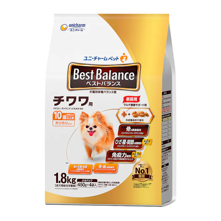 【ケース販売】ユニ・チャームベストバランス チワワ用 10歳以上用 1.8kg(1ケース4個入り)3481922004 【別送品】