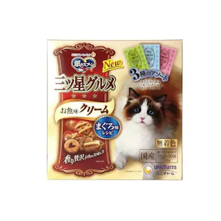 【ケース販売】ユニ・チャーム 銀のスプーン 三ツ星グルメ お魚味クリーム 3種のアソート まぐろ味レシピ 180g(1ケース12個入り) 猫ドライフード 魚味 クリーム 3481945012【別送品】