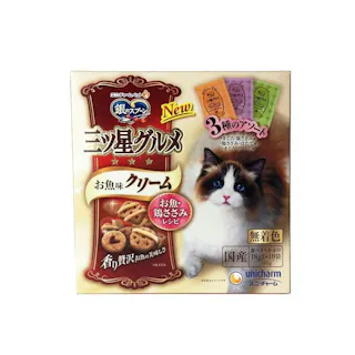 【ケース販売】ユニ・チャーム 銀のスプーン 三ツ星グルメ お魚味クリーム 3種のアソート お魚・鶏ささみレシピ 180g(1ケース12個入り) ささみ 魚味 カリカリ 3481946012【別送品】