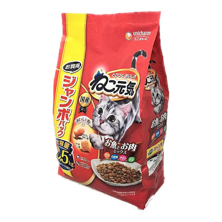 【ケース販売】ユニ・チャーム ねこ元気 お魚とお肉ミックス 3.5kg(1ケース3個入り) キャットフード ドライフード 総合栄養食 3481954003【別送品】
