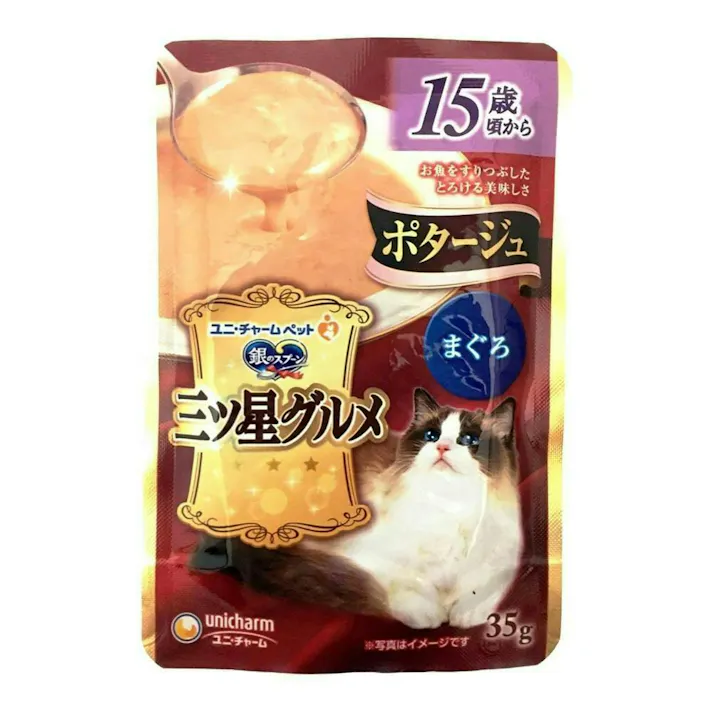 【ケース販売】ユニ・チャーム 銀のスプーン 三ツ星グルメ ポタージュ 15歳頃から まぐろ 35g(1ケース160個入り) ウェットフード パウチ ポタージュ 3481976160【別送品】