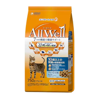 【ケース販売】ユニ・チャーム Allwell 食事の吐き戻し軽減 10歳以上 腎臓の健康維持用フィッシュ味 750g(1ケース9個入り) 健康維持 下部尿路 シニア 3482052009【別送品】