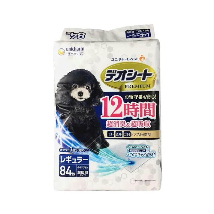 【ケース販売】ユニ・チャーム デオシートプレミアム レギュラー 84枚(1ケース4個入り) デオシート ペットシーツ 消臭 3482068004【別送品】